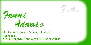 fanni adamis business card